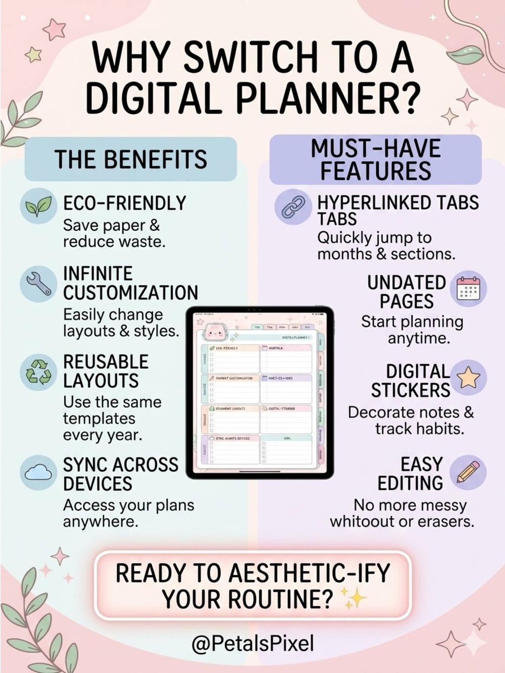 Digital Planner with Pastel Pink & Lilac Aesthetic